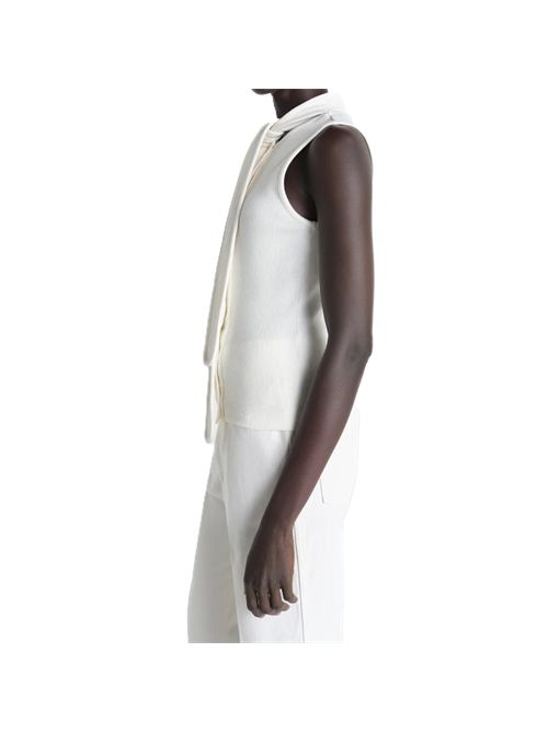 LEMAIRE TOP ASIMMETRICO in Jersey di cotone e lino a coste Lemaire | TS0004 LJ1030WH086 MILK